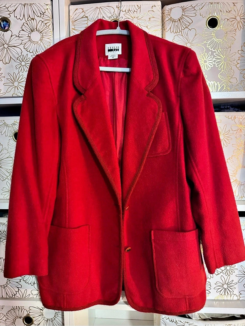 Vintage Leslie Fay Sport Red Wool Blend Blazer - Size 12